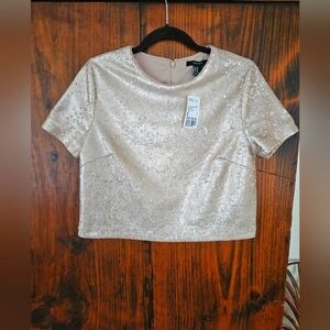 NWT Forever 21 Blush Sequin Crop Top Medium